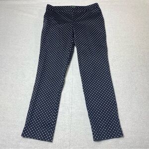 Lauren Ralph Lauren Sz 10 Black Polka Dot Straight Leg Crop Ankle Pants Side Zip